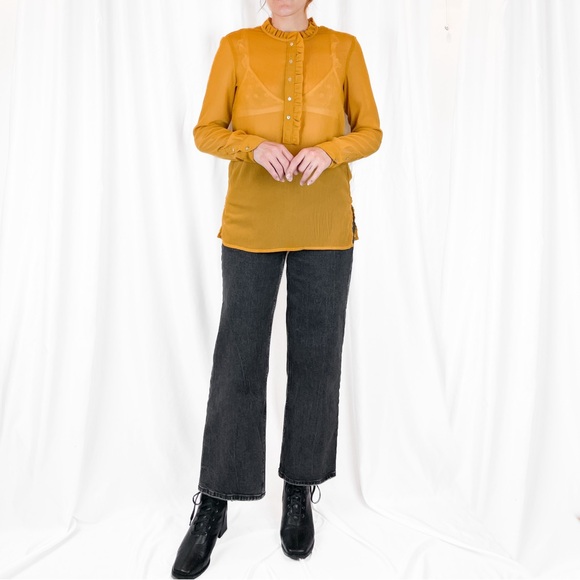 Long Sleeve See Thru Blouse • Yellow - Picture 7 of 9